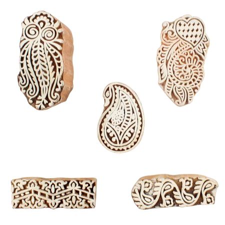 Set of 5 Piece New Mix Wooden Printing Blocks